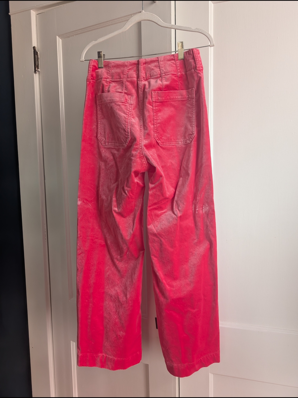 Anthropologie High-Rise Pink Wide-Leg Velvet Collette Crop Pants - 27 - Picture 4 of 5